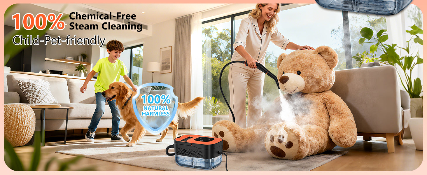 WSRYYCC Steam Cleaner, Portable Steamer for Cleaning with 16pcs Accessories, 6-Level Adjustable, 15s Heat-Up, Handheld Steam Cleaner for Home, Tile, Grease, Dirt, Grout, Car Detailing