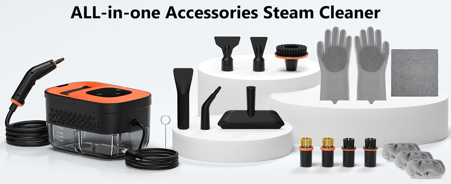 WSRYYCC Steam Cleaner, Portable Steamer for Cleaning with 16pcs Accessories, 6-Level Adjustable, 15s Heat-Up, Handheld Steam Cleaner for Home, Tile, Grease, Dirt, Grout, Car Detailing