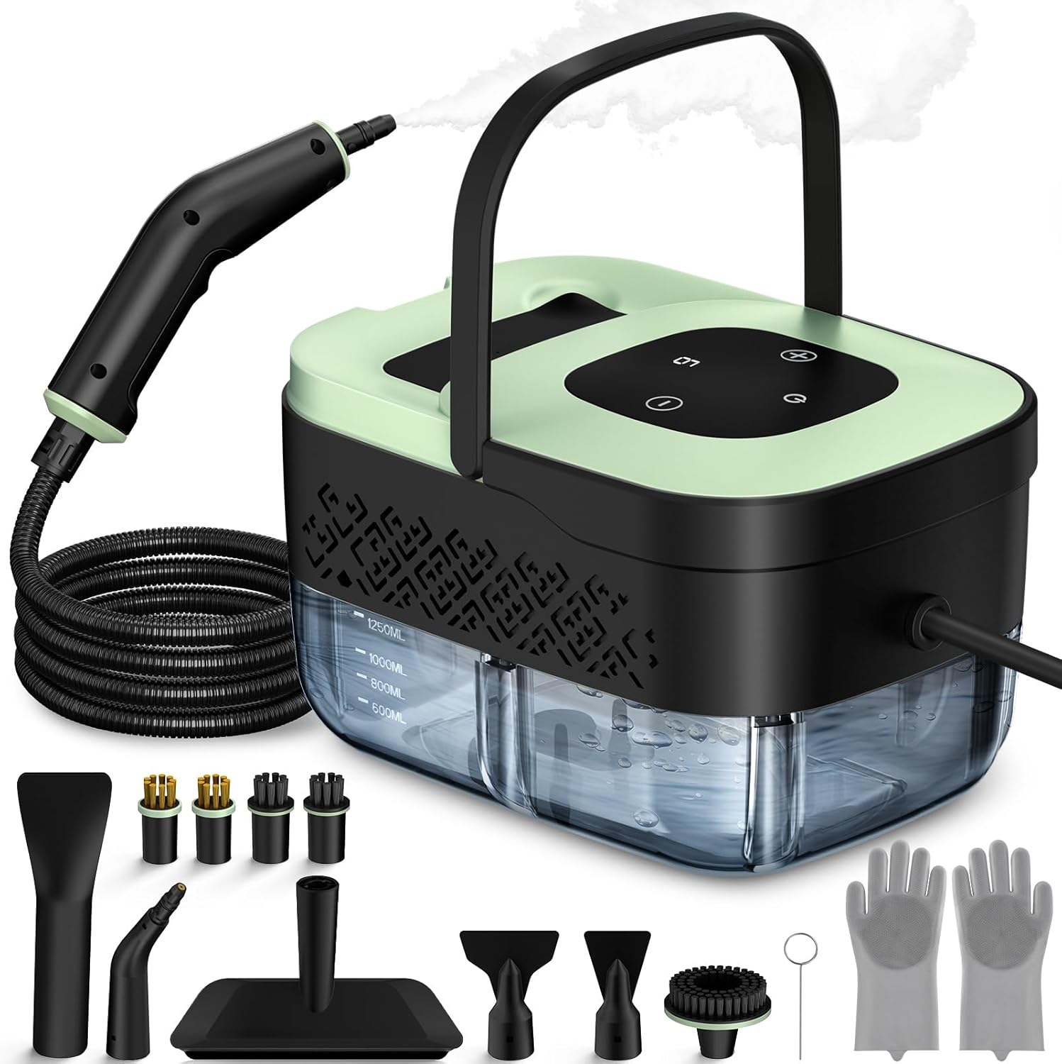 WSRYYCC Steam Cleaner, Portable Steamer for Cleaning with 16pcs Accessories, 6-Level Adjustable and 15s Heat-Up, Handheld Steam Cleaner for Home, Tile, Dirt, Grout, Grease, Car Detailing