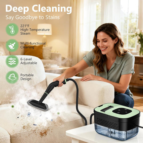 WSRYYCC Steam Cleaner, Portable Steamer for Cleaning with 16pcs Accessories, 6-Level Adjustable and 15s Heat-Up, Handheld Steam Cleaner for Home, Tile, Dirt, Grout, Grease, Car Detailing