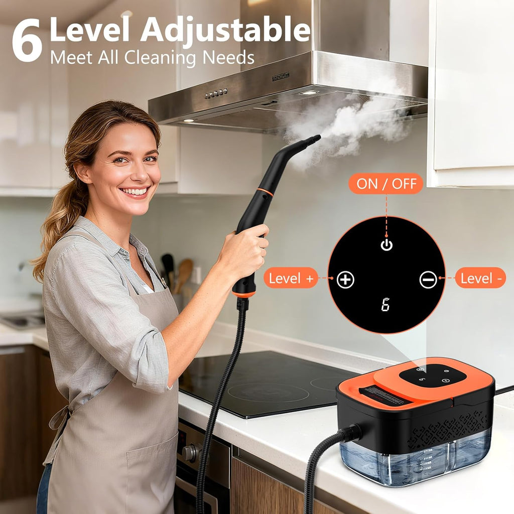 WSRYYCC Steam Cleaner, Portable Steamer for Cleaning with 16pcs Accessories, 6-Level Adjustable, 15s Heat-Up, Handheld Steam Cleaner for Home, Tile, Grease, Dirt, Grout, Car Detailing