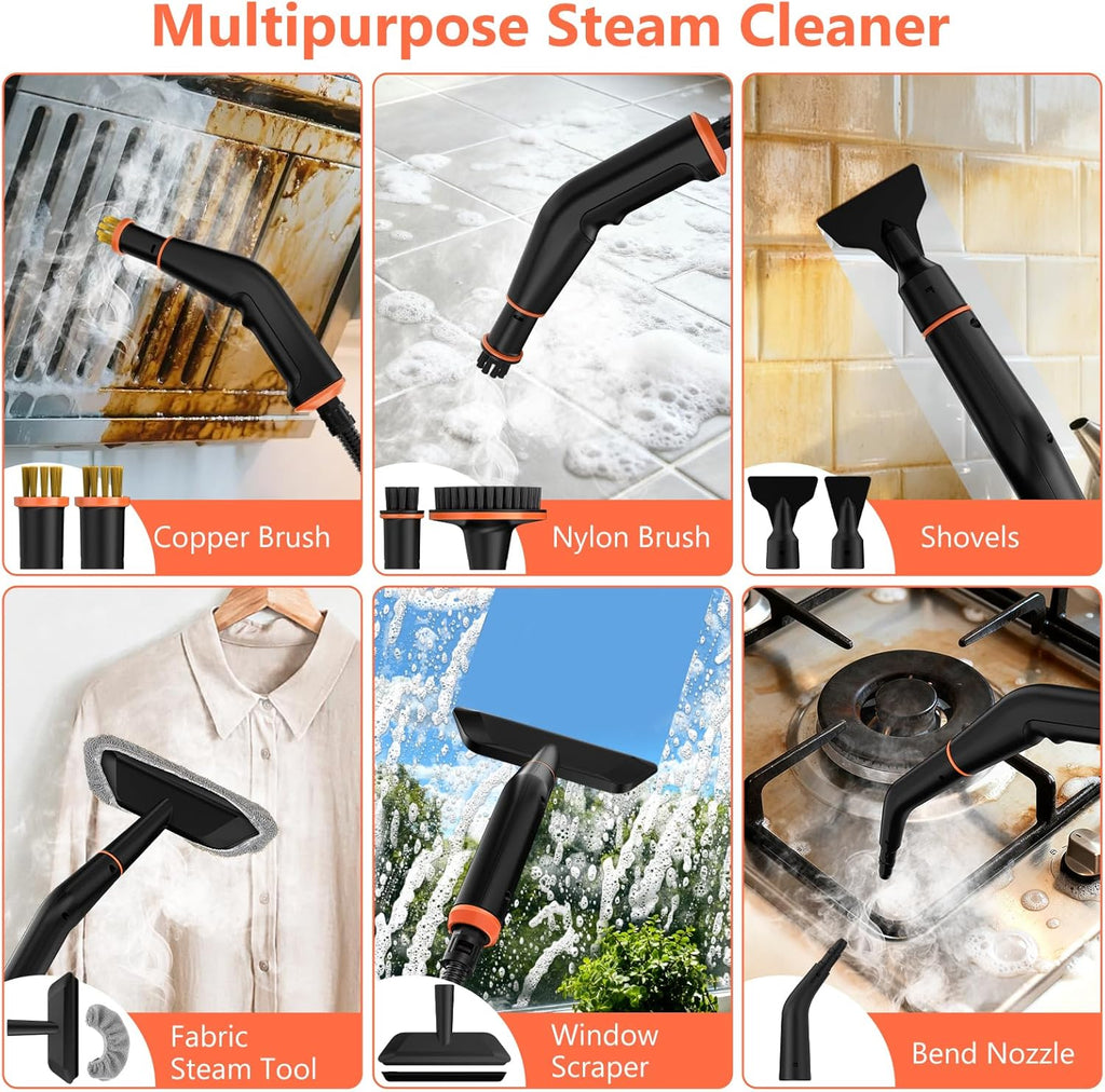 WSRYYCC Steam Cleaner, Portable Steamer for Cleaning with 16pcs Accessories, 6-Level Adjustable, 15s Heat-Up, Handheld Steam Cleaner for Home, Tile, Grease, Dirt, Grout, Car Detailing