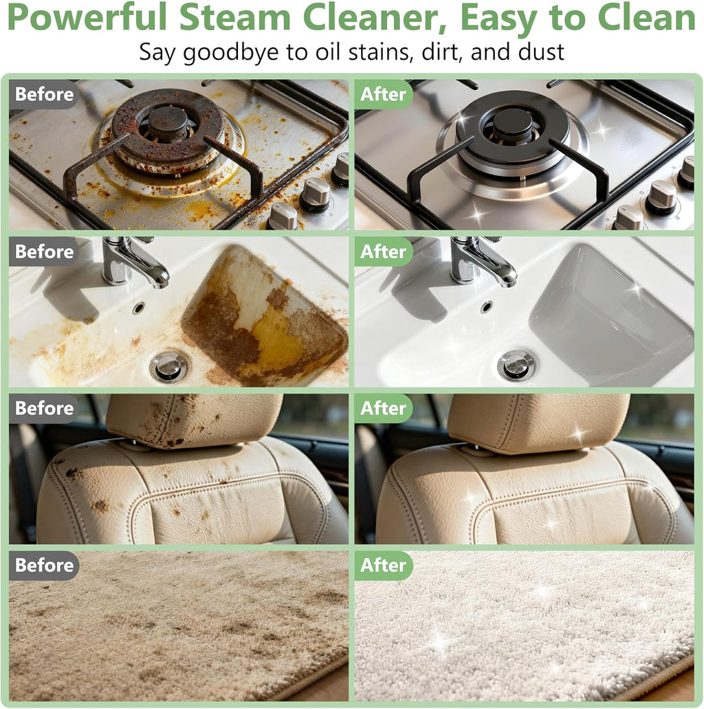 WSRYYCC Steam Cleaner, Portable Steamer for Cleaning with 16pcs Accessories, 6-Level Adjustable and 15s Heat-Up, Handheld Steam Cleaner for Home, Tile, Dirt, Grout, Grease, Car Detailing