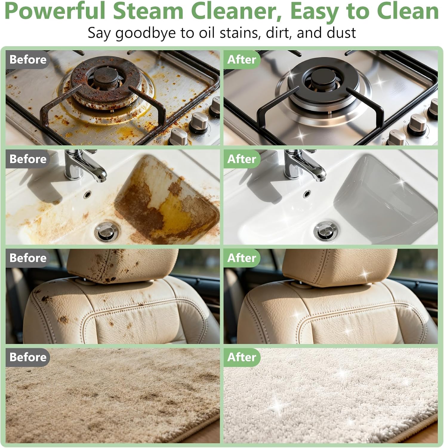 WSRYYCC Steam Cleaner, Portable Steamer for Cleaning with 16pcs Accessories, 6-Level Adjustable and 15s Heat-Up, Handheld Steam Cleaner for Home, Tile, Dirt, Grout, Grease, Car Detailing
