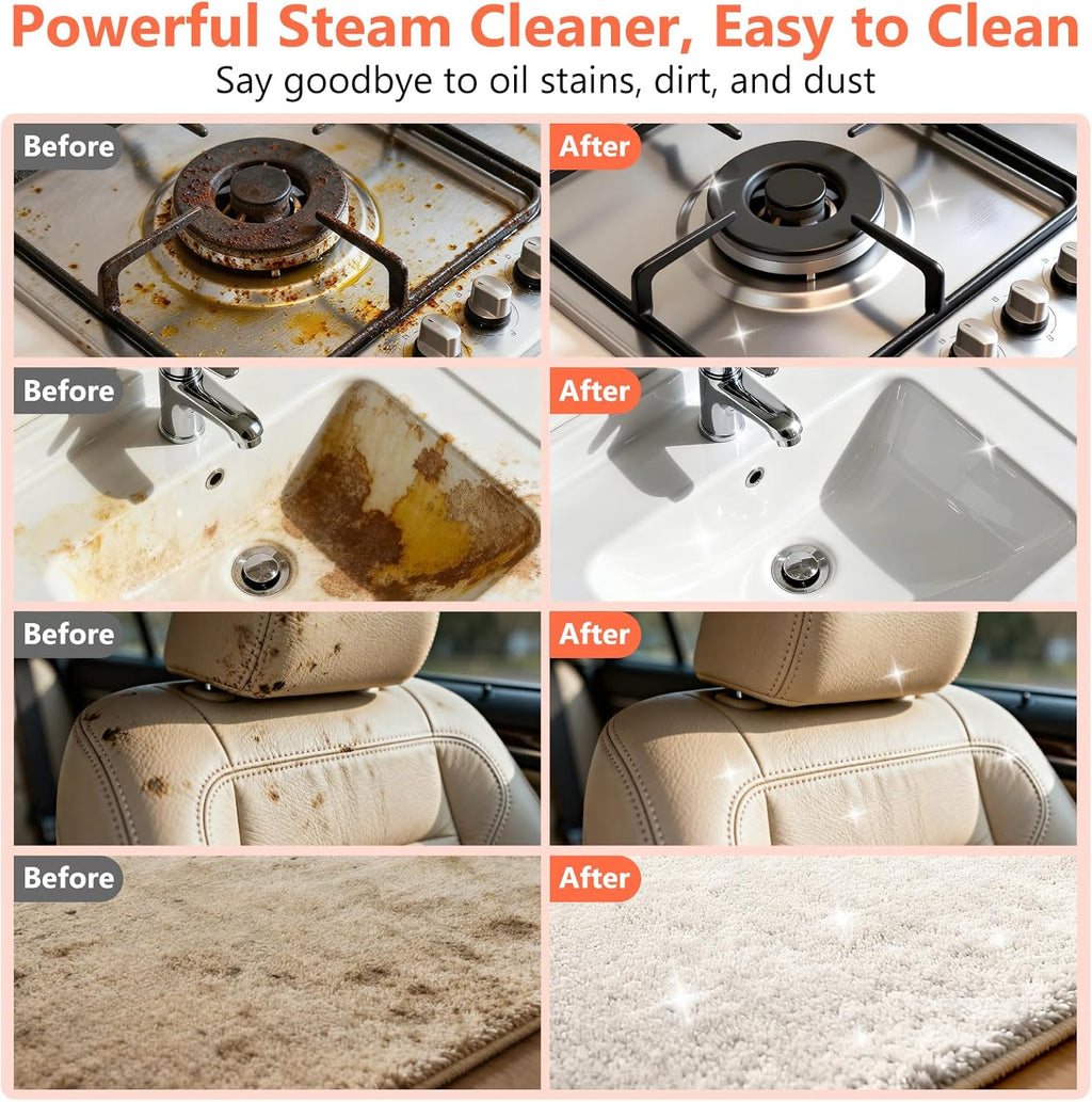 WSRYYCC Steam Cleaner, Portable Steamer for Cleaning with 16pcs Accessories, 6-Level Adjustable, 15s Heat-Up, Handheld Steam Cleaner for Home, Tile, Grease, Dirt, Grout, Car Detailing
