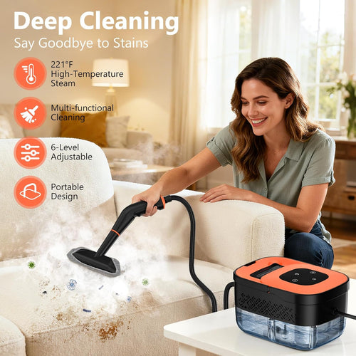 WSRYYCC Steam Cleaner, Portable Steamer for Cleaning with 16pcs Accessories, 6-Level Adjustable, 15s Heat-Up, Handheld Steam Cleaner for Home, Tile, Grease, Dirt, Grout, Car Detailing