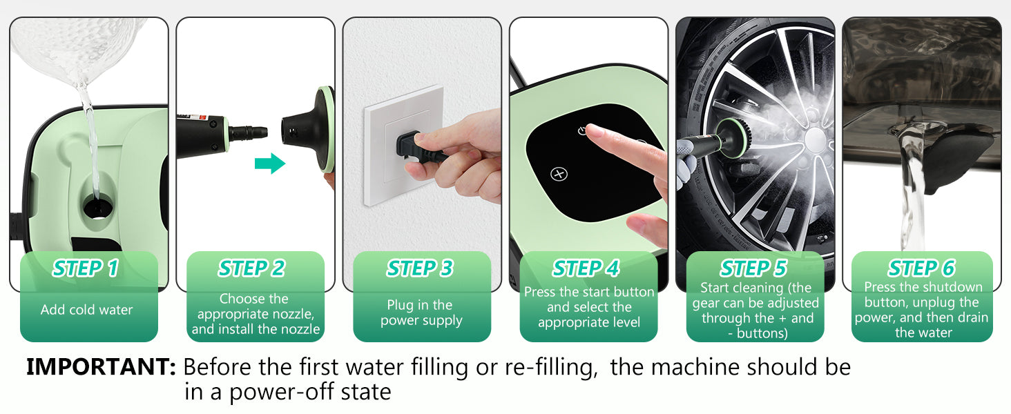WSRYYCC Steam Cleaner, Portable Steamer for Cleaning with 16pcs Accessories, 6-Level Adjustable and 15s Heat-Up, Handheld Steam Cleaner for Home, Tile, Dirt, Grout, Grease, Car Detailing