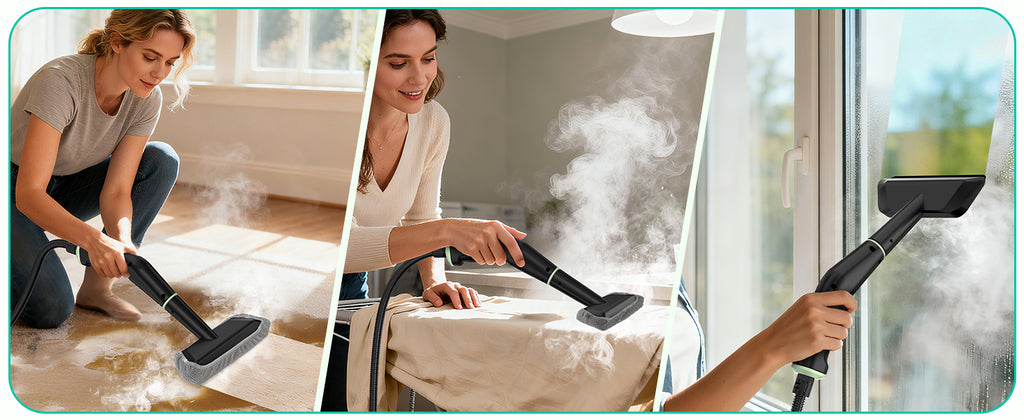 WSRYYCC Steam Cleaner, Portable Steamer for Cleaning with 16pcs Accessories, 6-Level Adjustable and 15s Heat-Up, Handheld Steam Cleaner for Home, Tile, Dirt, Grout, Grease, Car Detailing