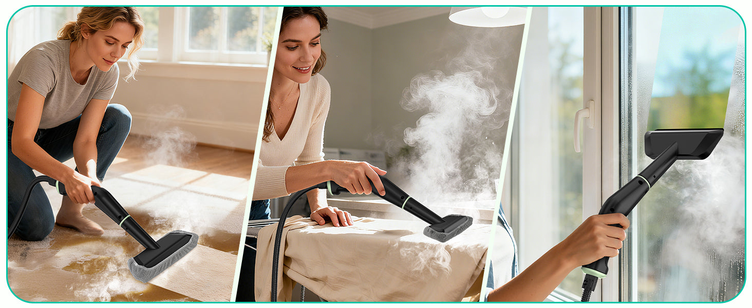 WSRYYCC Steam Cleaner, Portable Steamer for Cleaning with 16pcs Accessories, 6-Level Adjustable and 15s Heat-Up, Handheld Steam Cleaner for Home, Tile, Dirt, Grout, Grease, Car Detailing